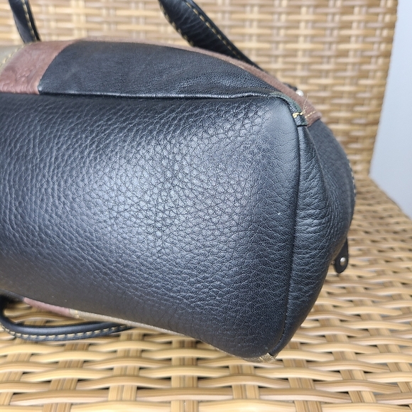 Fossil Shoulder Bag Handbag Purse Patchwork Leather Suede Black Brown Burgundy - Picture 11 of 16